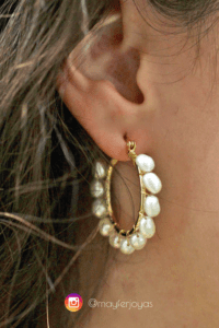 ABLIME aretes de perlas tipo arracadas en modelo