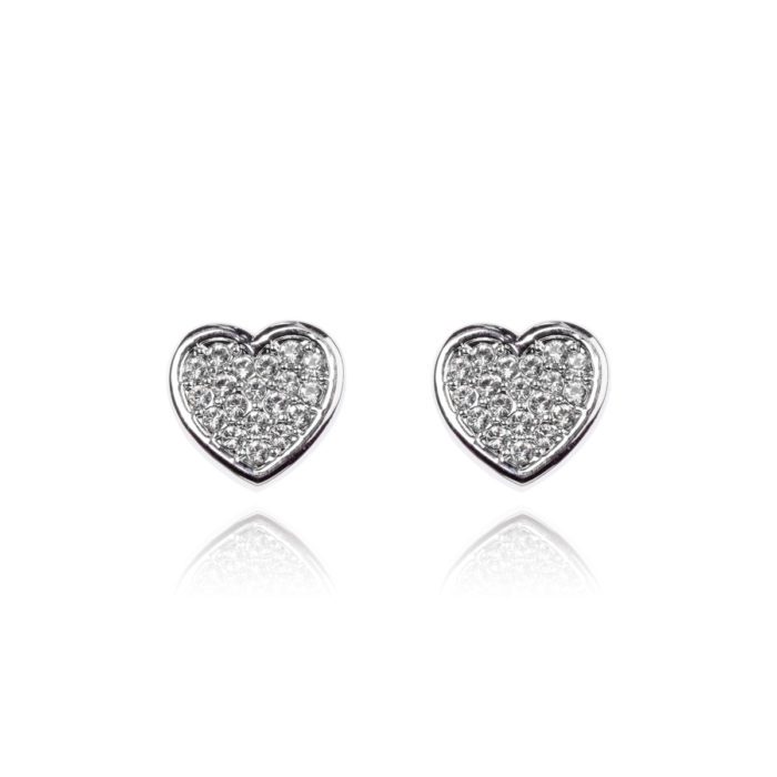 Mayfer, Aretes modelo corazón pave- Cristal