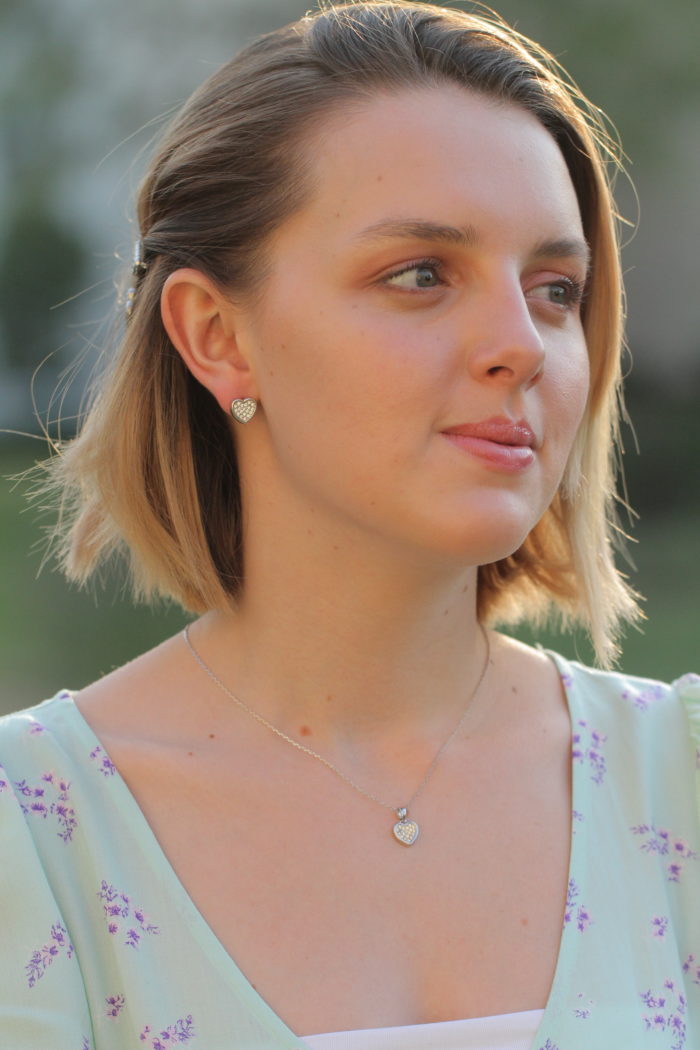 Mayfer, Aretes modelo corazón pave- Cristal - Imagen 4