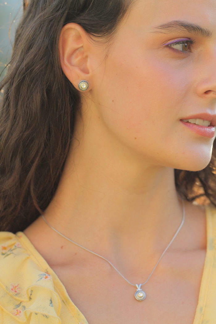 Mayfer, Aretes modelo bicolor- Plateado - Imagen 4