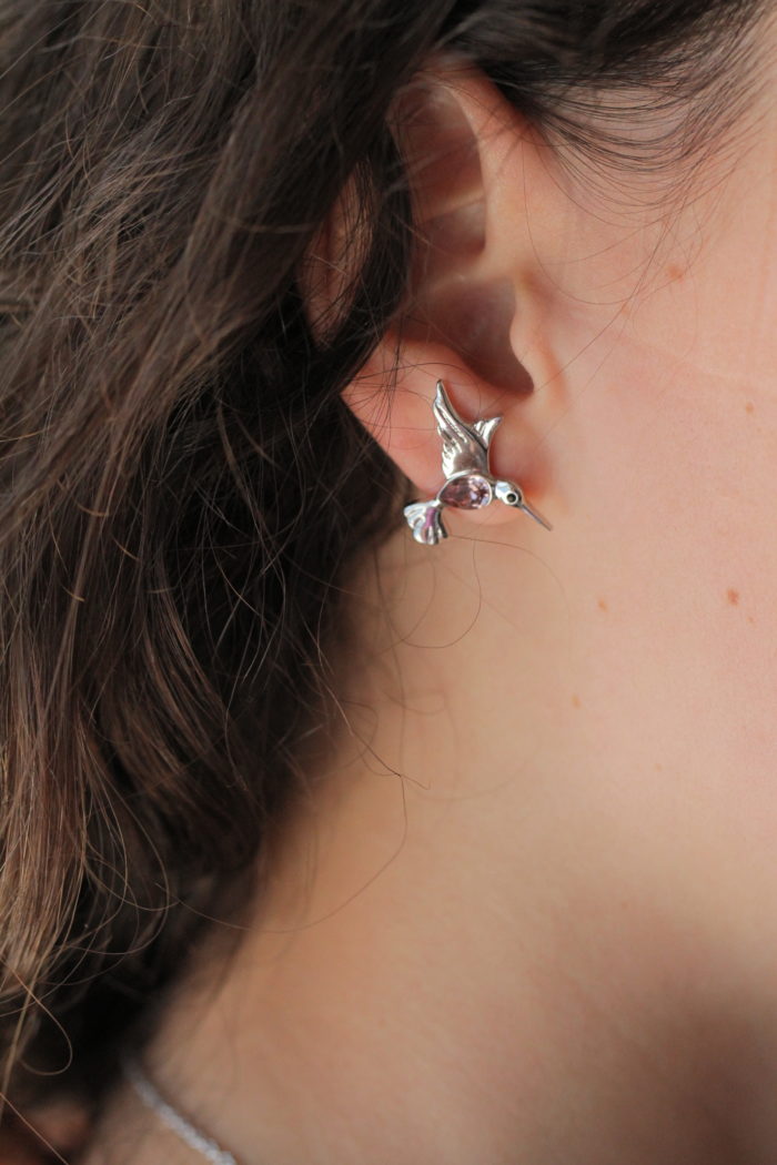 Mayfer, Aretes modelo Colibrí buena suerte - Rosa - Imagen 4