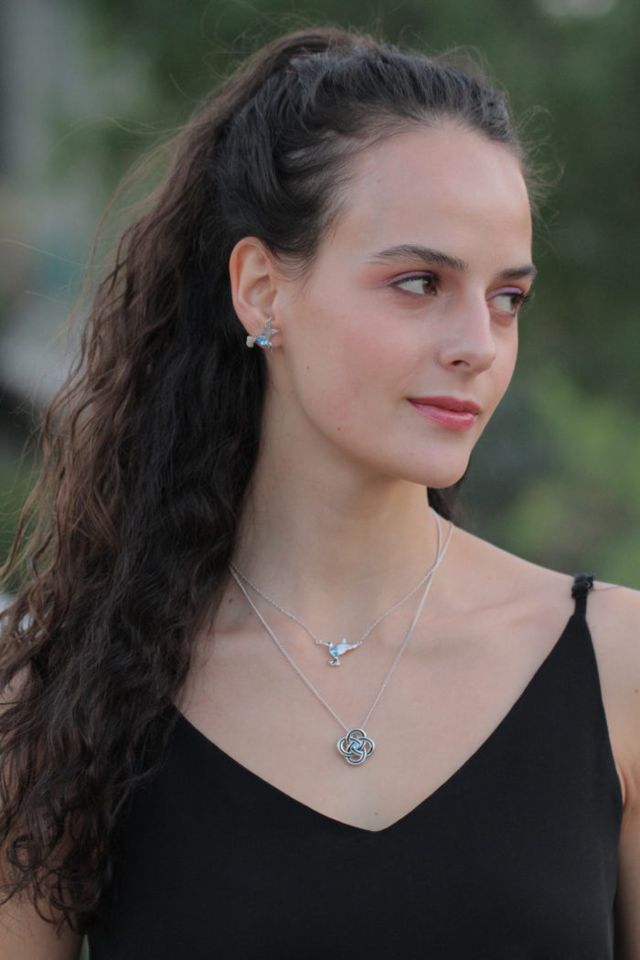 Mayfer, Aretes modelo Colibrí buena suerte - Aqua - Imagen 4