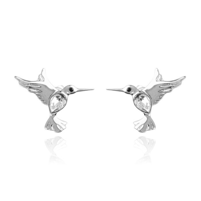 Mayfer, Aretes modelo Colibrí buena suerte - Cristal