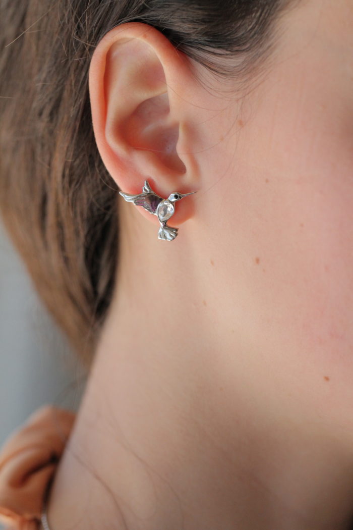Mayfer, Aretes modelo Colibrí buena suerte - Cristal - Imagen 4