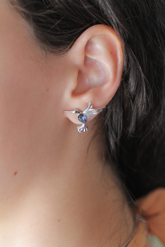 Mayfer, Aretes modelo Colibrí buena suerte - Azul - Imagen 3