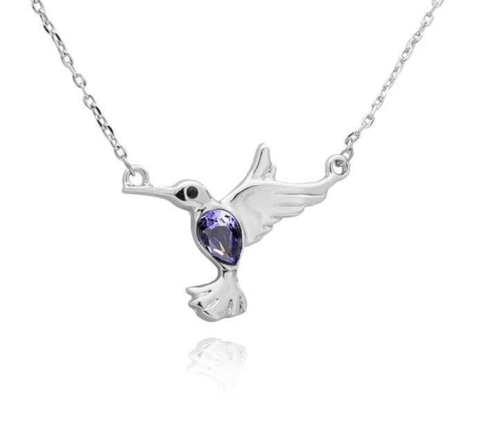 Mayfer, Collar con dije modelo Colibrí buena suerte - Morado