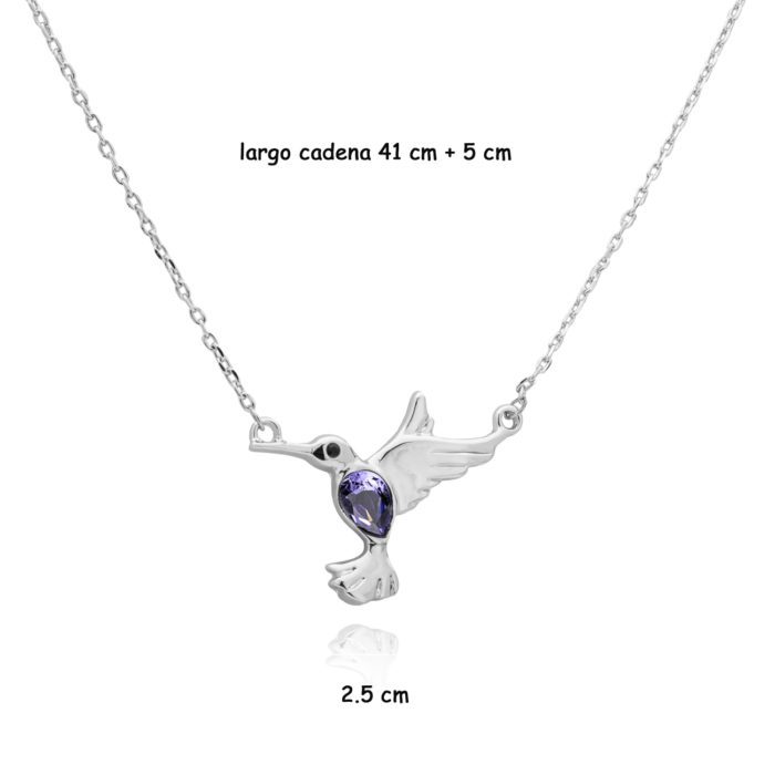 Mayfer, Collar con dije modelo Colibrí buena suerte - Morado - Imagen 4