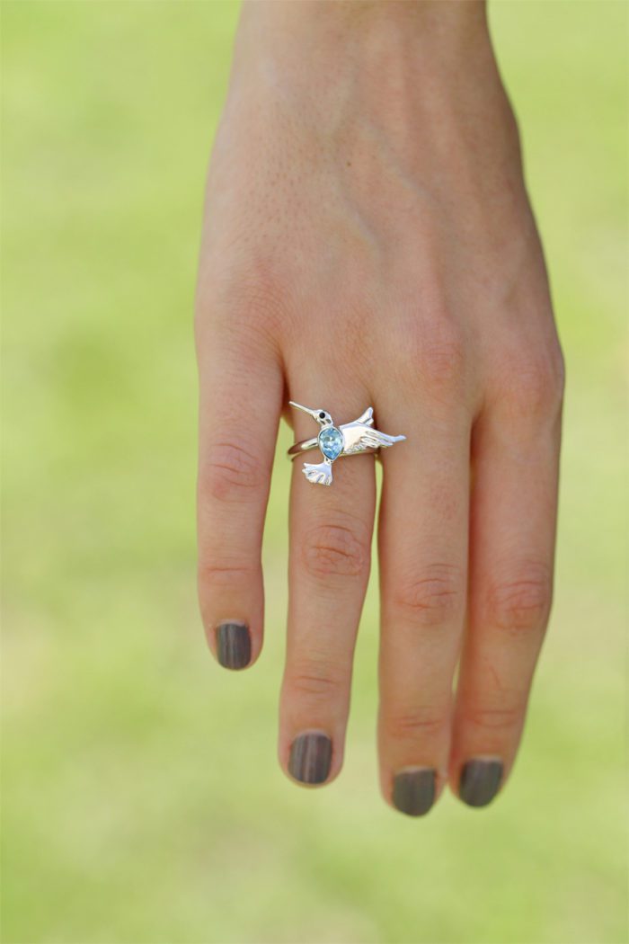 Mayfer, Anillo modelo Colibrí buena suerte - Aqua - Imagen 3