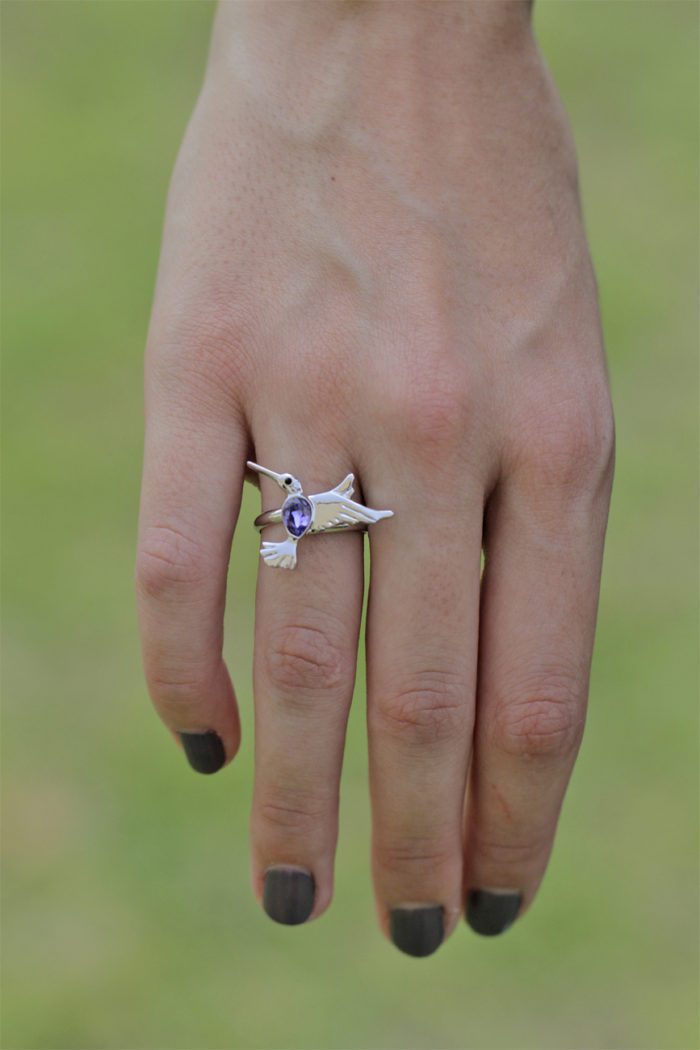 Mayfer, Anillo modelo Colibrí buena suerte - Morado - Imagen 3