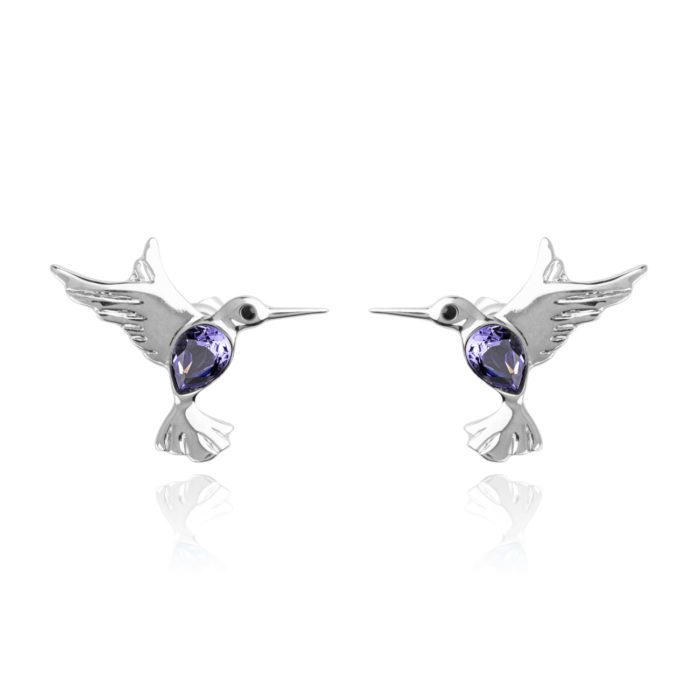 Mayfer, Aretes modelo Colibrí buena suerte - Morado