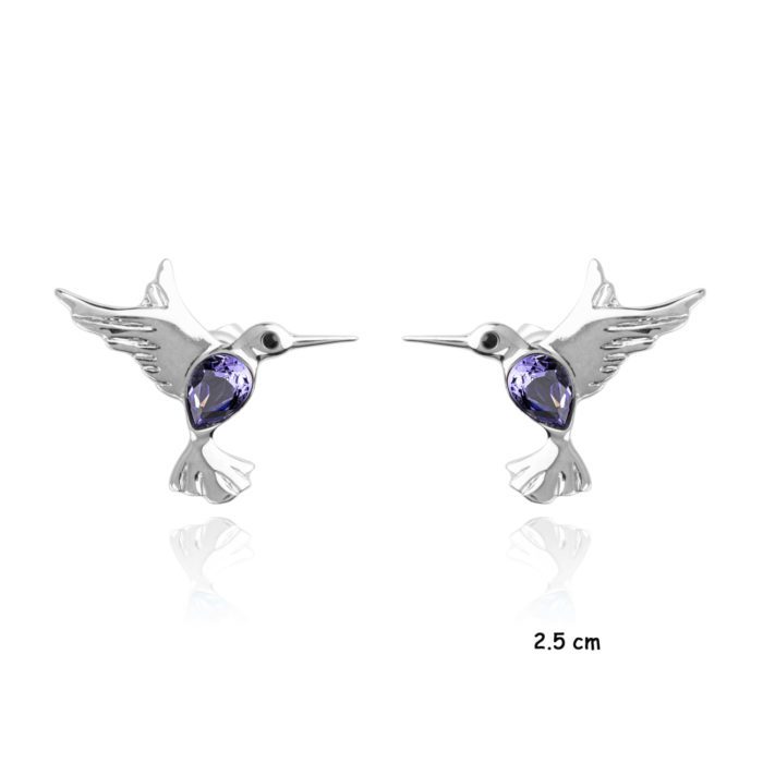 Mayfer, Aretes modelo Colibrí buena suerte - Morado - Imagen 2