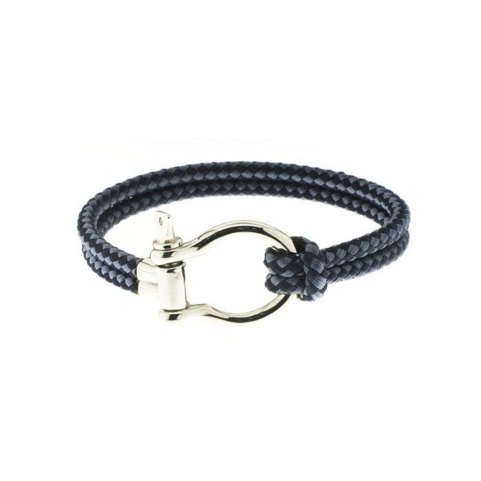Mayfer Homme, Pulsera de poliéster italiano con acero inoxidable - Azul