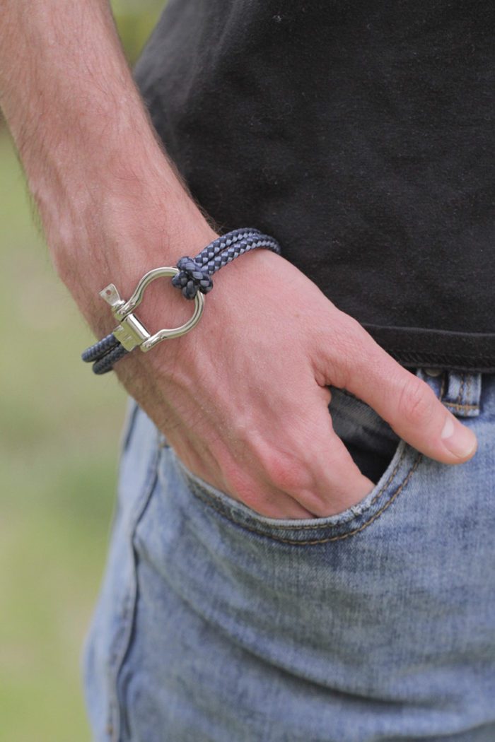 Mayfer Homme, Pulsera de poliéster italiano con acero inoxidable - Azul - Imagen 3