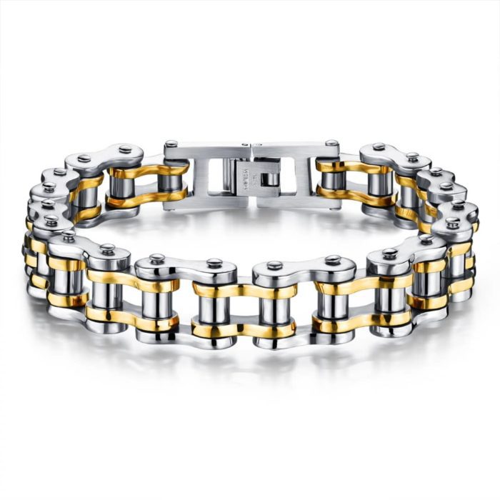 Mayfer Homme, Pulsera de acero inóxidable - Plateado/Dorado