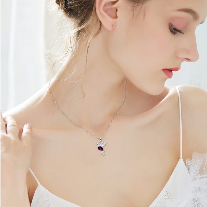 Mayfer,Collar con Dije de Colibrí - Amatista - Imagen 2