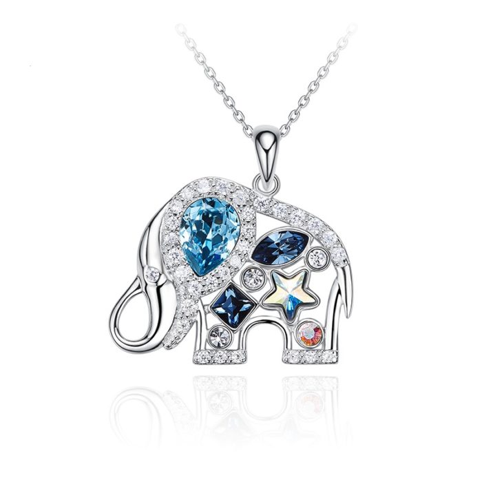 Mayfer, Collar con dije elefante - Azul