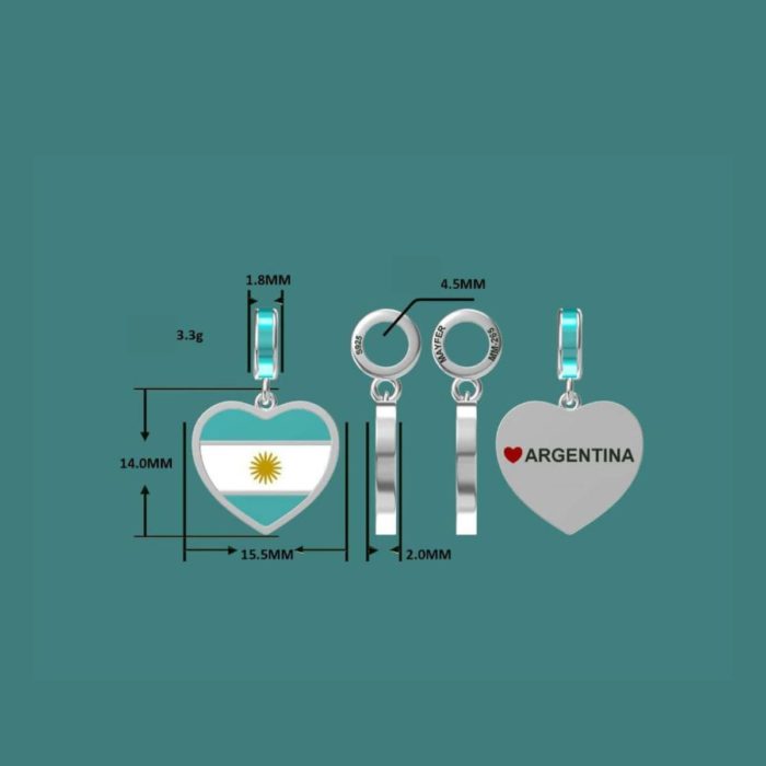Mayfer, Charm  de plata .925 de la Bandera de Argentina - Imagen 3