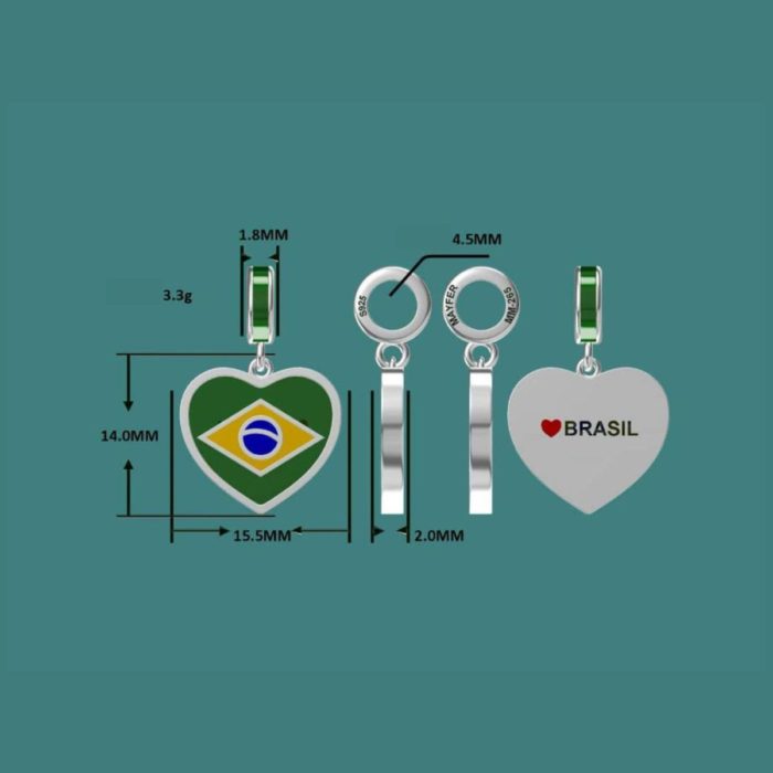 Mayfer, Charm  de plata .925 de la Bandera de Brasil - Imagen 3