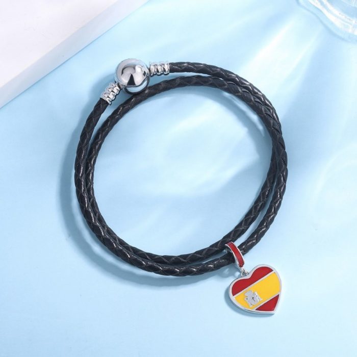 Mayfer, Pulsera de piel con broche de plata .925 para charms - Imagen 5