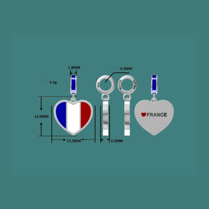 Mayfer, Charm  de plata .925 de la Bandera de Francia - Imagen 3