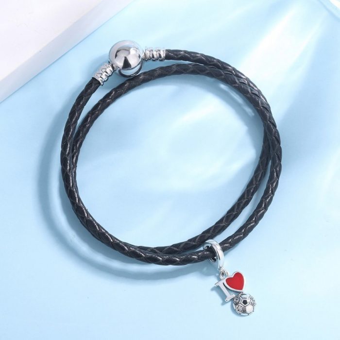 Mayfer, Pulsera de piel con broche de plata .925 para charms - Imagen 4