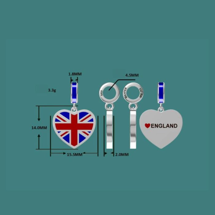 Mayfer, Charm  de plata .925 de la Bandera de Inglaterra - Imagen 3