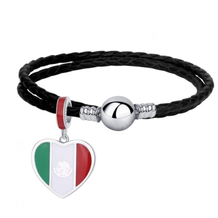 Mayfer, Pulsera de piel con broche de plata .925 para charms - Imagen 3