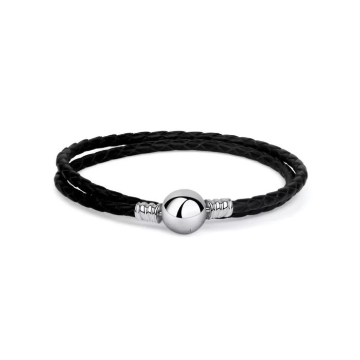 Mayfer, Pulsera de piel con broche de plata .925 para charms