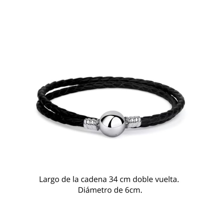 Mayfer, Pulsera de piel con broche de plata .925 para charms - Imagen 2