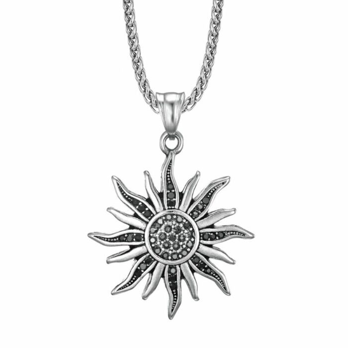 Mayfer Homme,Cadena con dije de acero inoxidable para   con diseño de sol en color plateado.