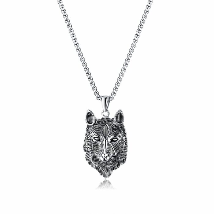 Mayfer Homme,Cadena con dije de acero inoxidable para   con diseño de lobo, en color plateado. - Imagen 2