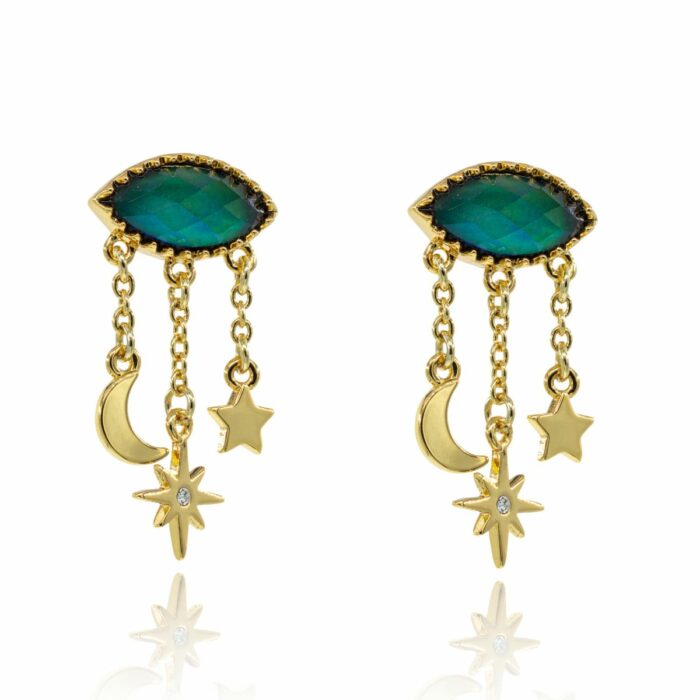 Mayfer, Aretes con dijes de la buena suerte colección Mood- Dorado