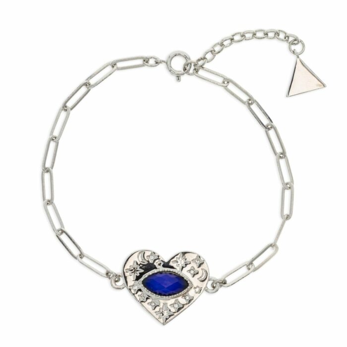 Mayfer, Pulsera de eslabones modelo corazón colección Mood- Plateado