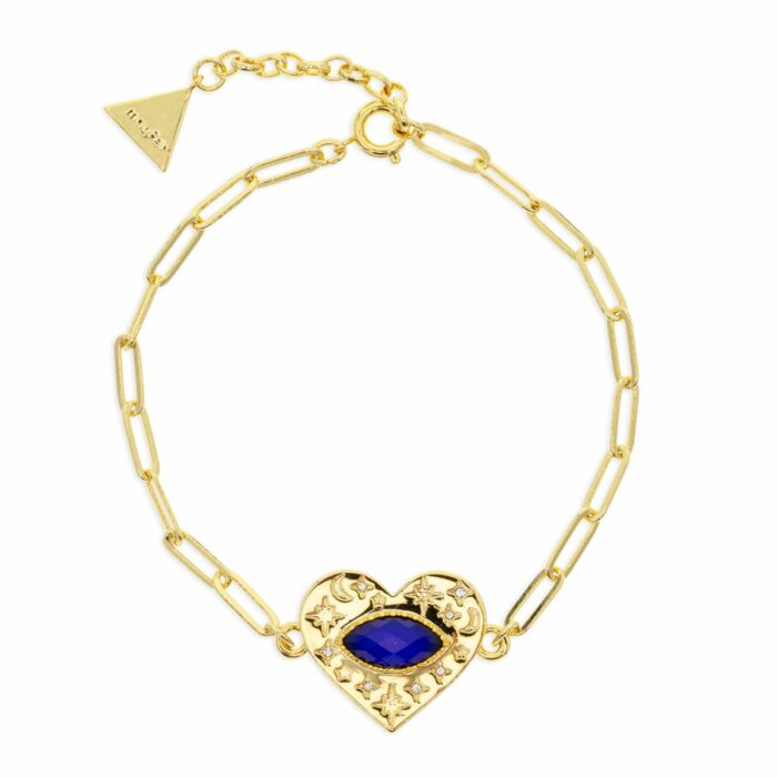 Mayfer, Pulsera de eslabones modelo corazón colección Mood- Dorado