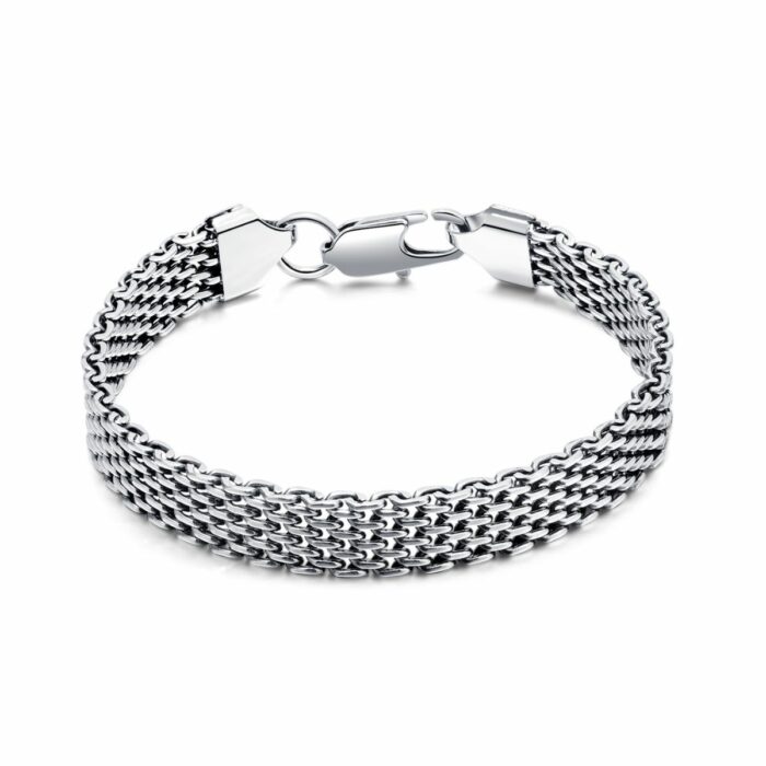 Mayfer Homme, Pulsera para   de acero inoxidable en color plateado con diseño de trenzado grueso.