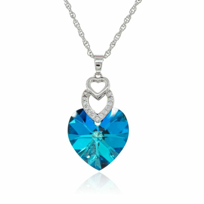 Mayfer,Collar con dije modelo corazón - Azul