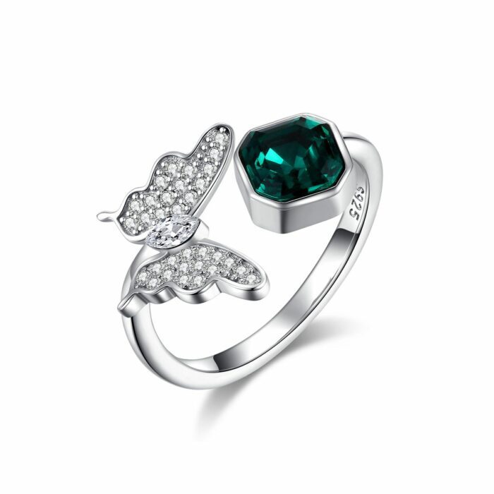 Mayfer,Anillo modelo de Mariposa - Esmeralda