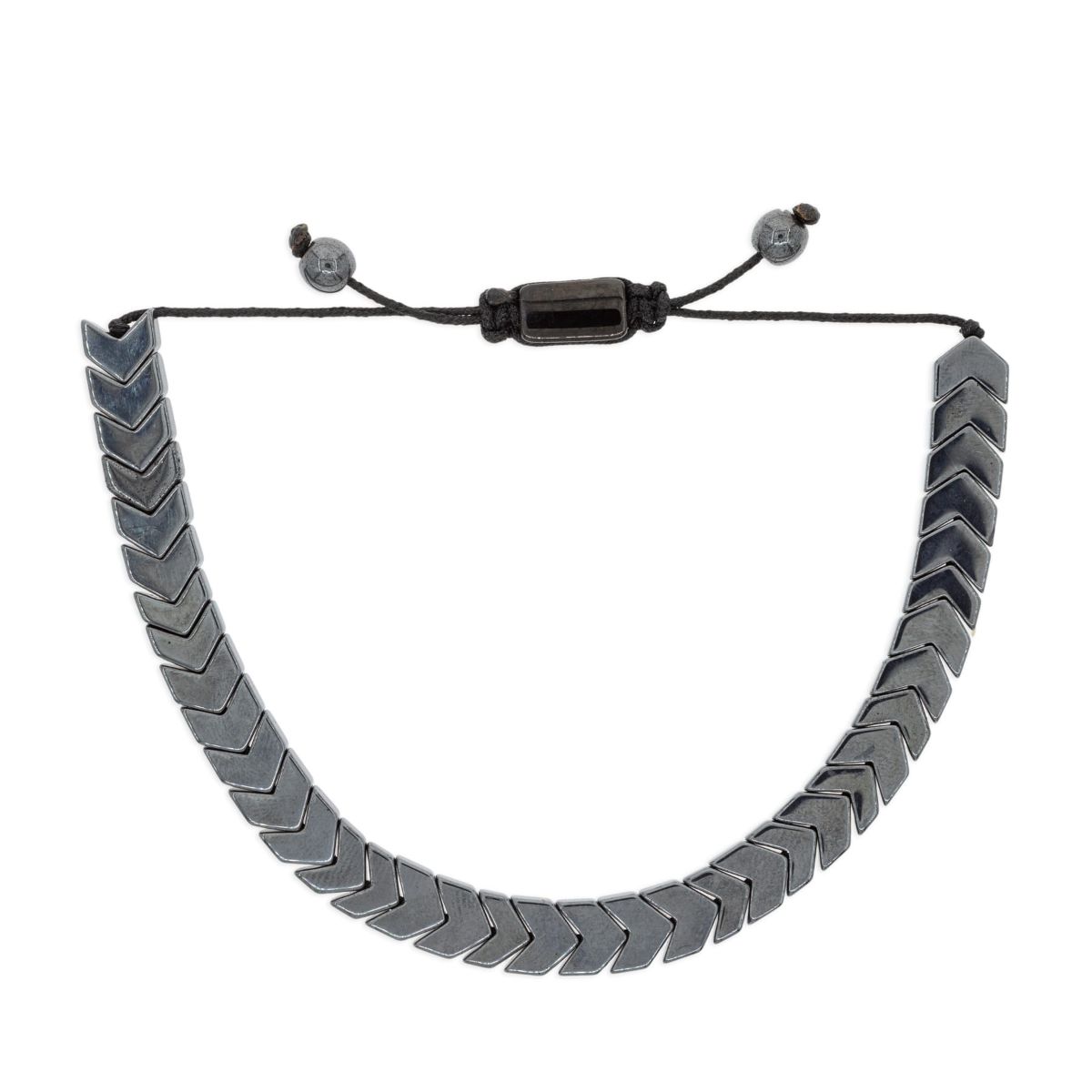 Mayfer Homme,Pulsera ajustable de piedra hematita para con diseño de flechas en color negro.