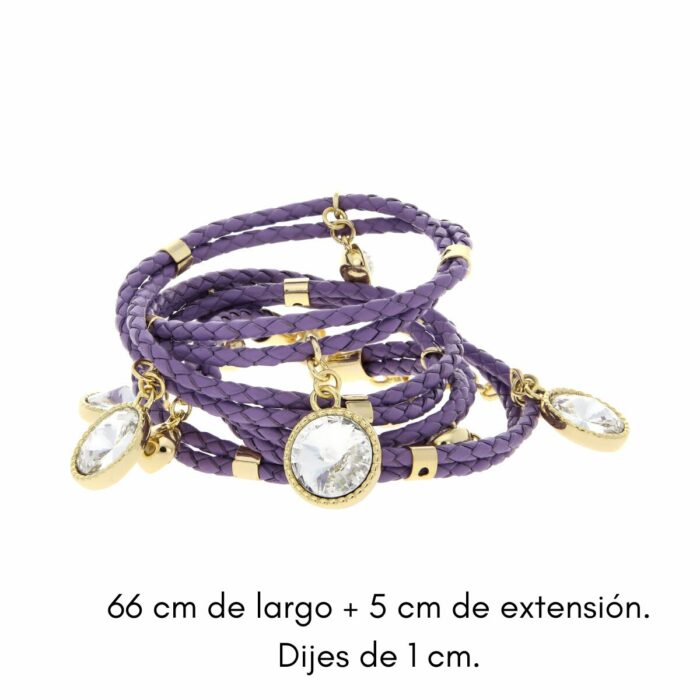 Mayfer, Pulsera de piel  modelo Praga - Morado y Dorado - Imagen 3