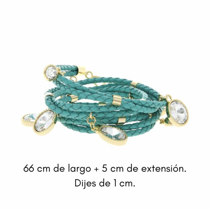 Mayfer, Pulsera de piel  modelo Praga - Azul y Dorado - Imagen 3
