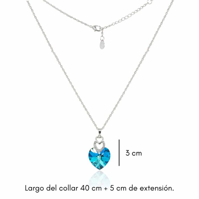 Mayfer,Collar con dije modelo corazón - Azul - Imagen 3