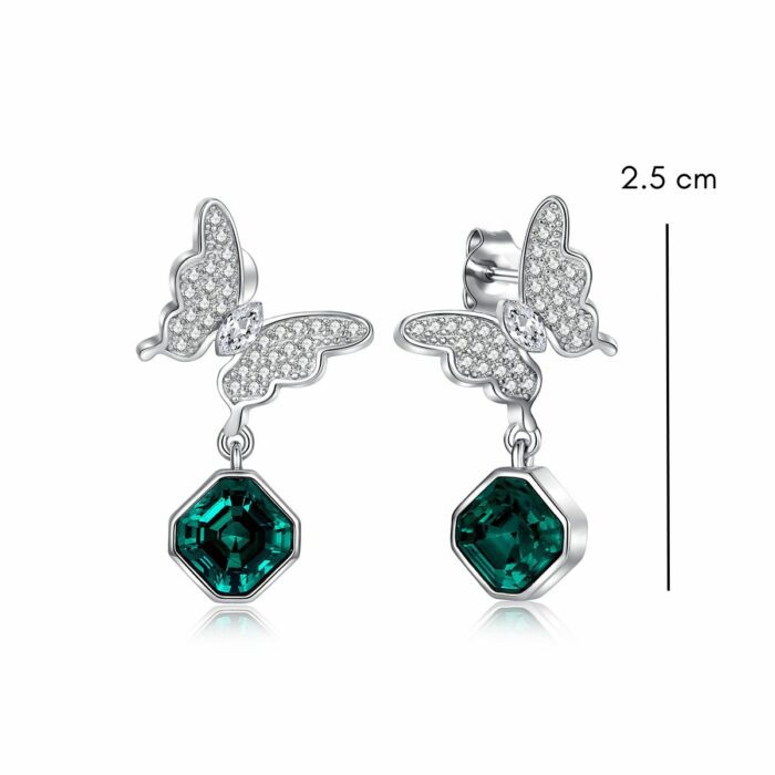 Mayfer,Aretes modelo de mariposa - Esmeralda - Imagen 2