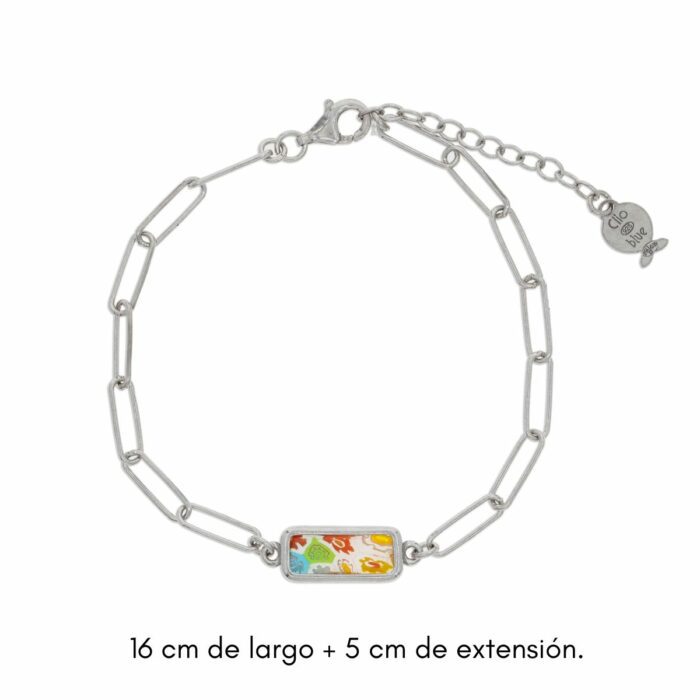 Mayfer,Pulsera de eslabones de plata 925  y cristal murano - Multicolor - Imagen 3