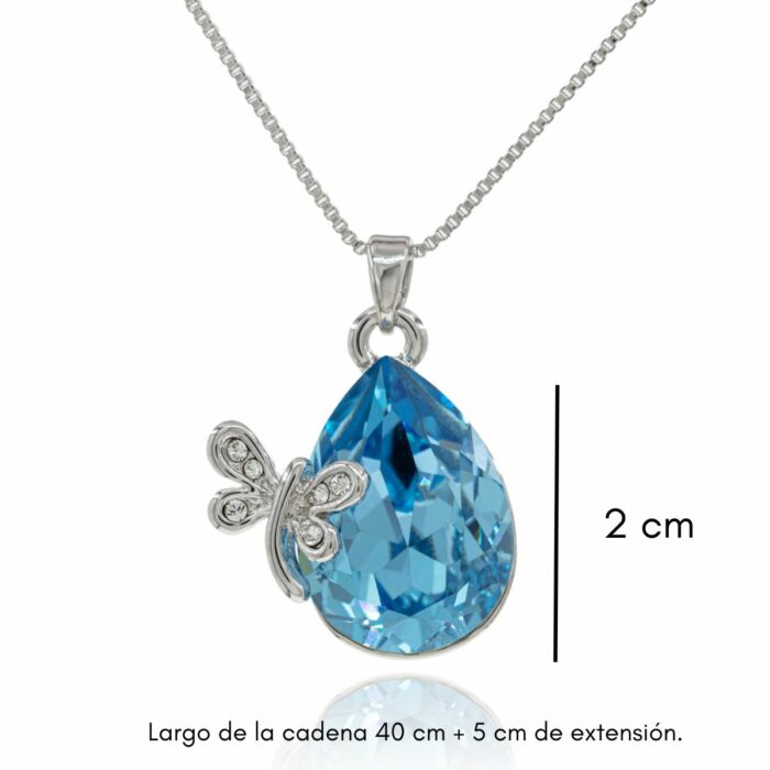 Mayfer,Set de Collar y Aretes modelo de gota y libelula - Azul - Imagen 3