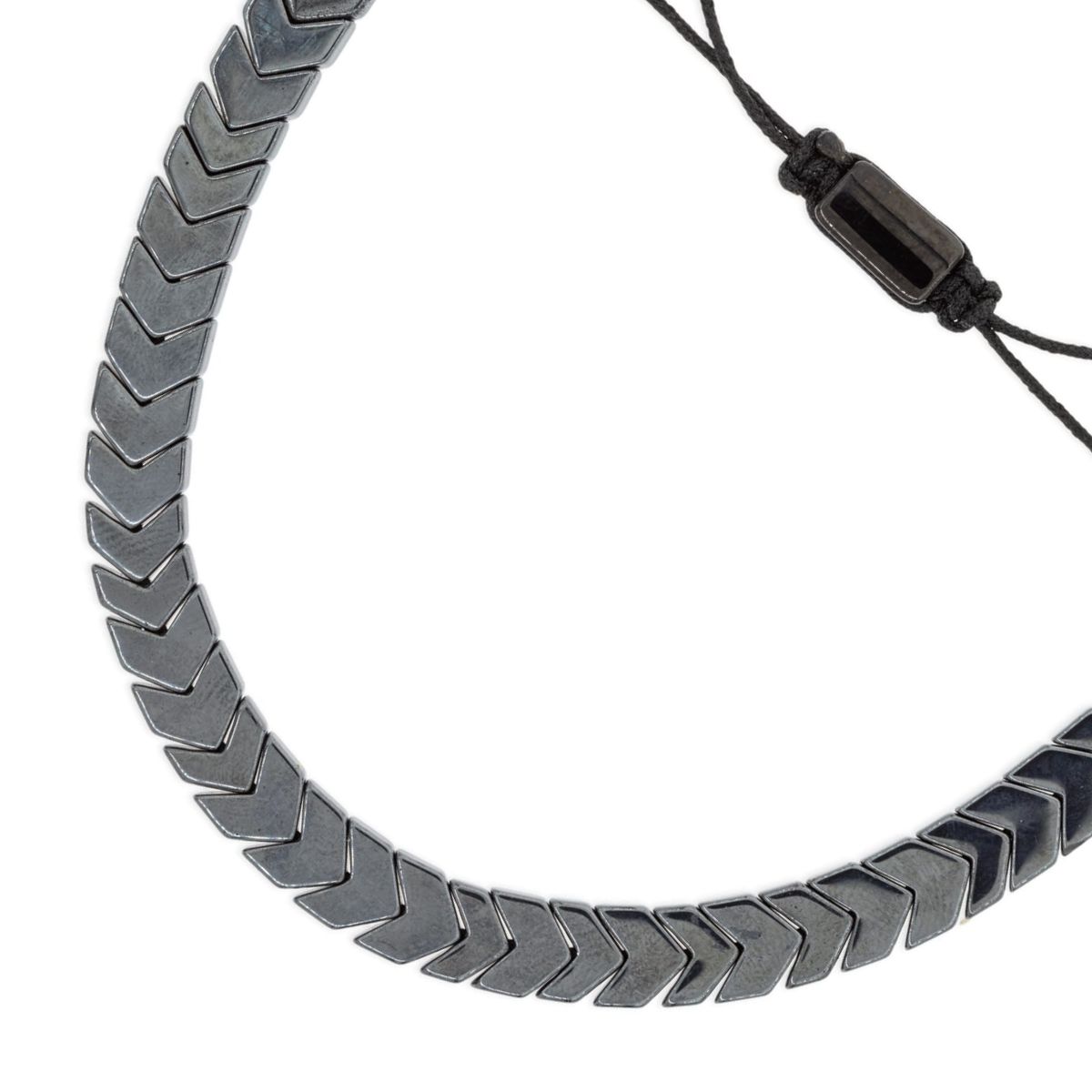 Mayfer Homme,Pulsera ajustable de piedra hematita para con diseño de flechas en color negro. - Imagen 2