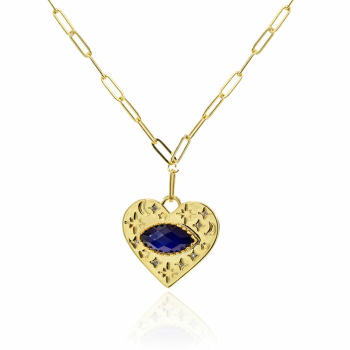 Mayfer, Collar de eslabones modelo de corazón colección Mood- Dorado