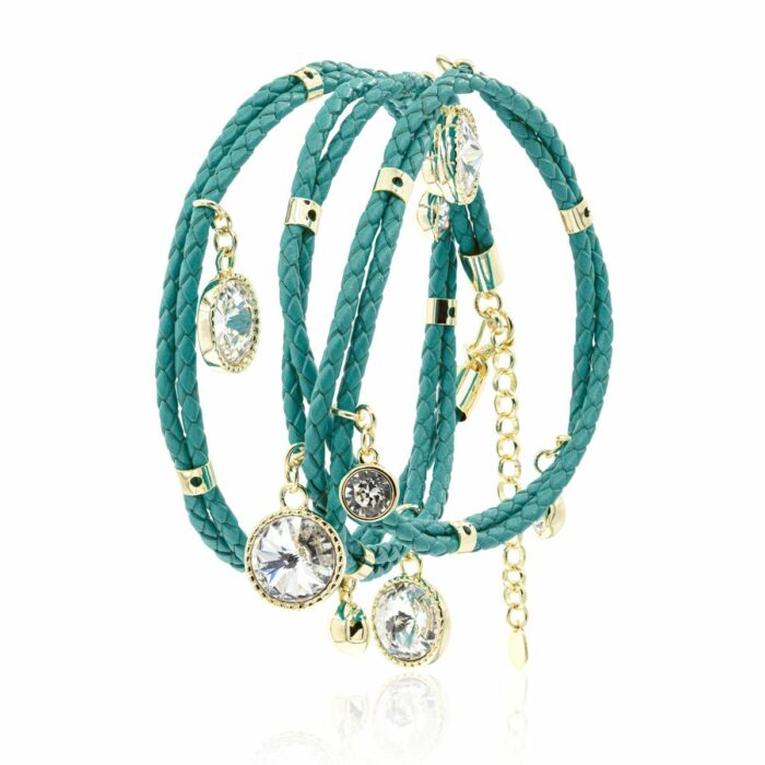 Mayfer, Pulsera de piel  modelo Praga - Azul y Dorado - Imagen 2
