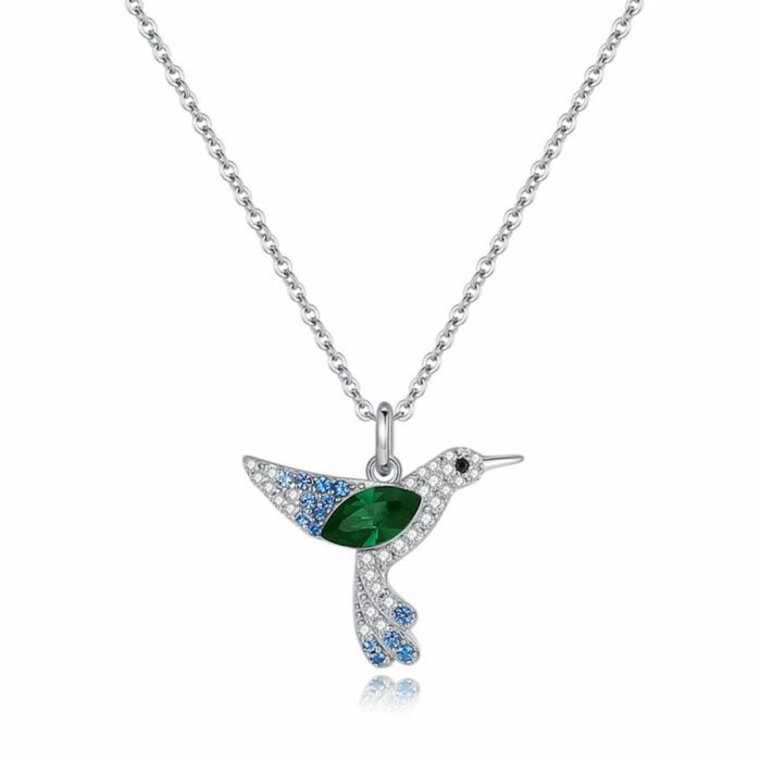 Mayfer, Collar doble de plata .925 con dije de Colibrí - Esmeralda - Imagen 2