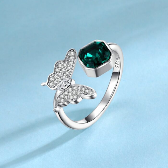 Mayfer,Anillo modelo de Mariposa - Esmeralda - Imagen 3