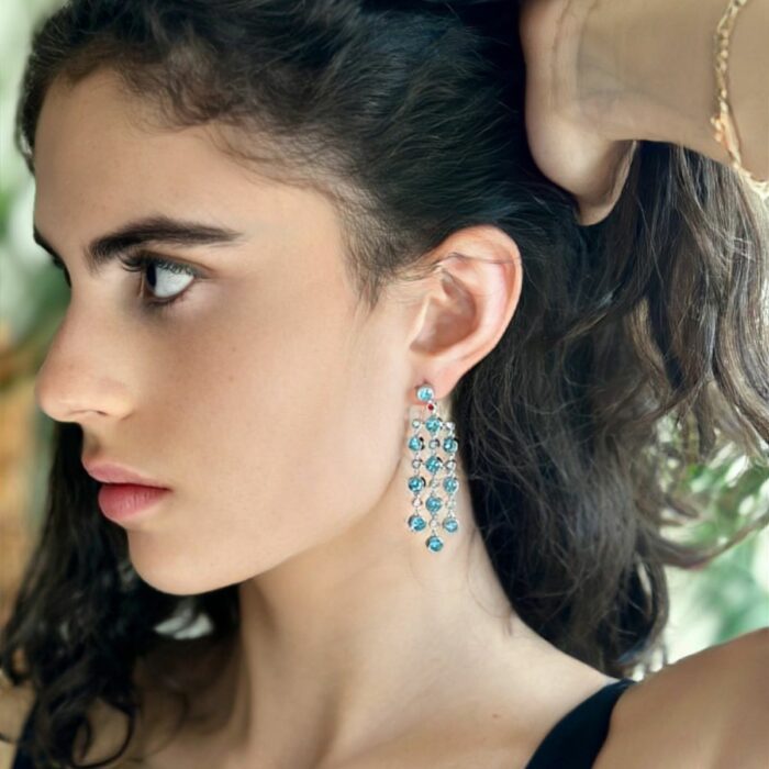 Mayfer,Aretes largos modelo candelabro - Aqua - Imagen 3